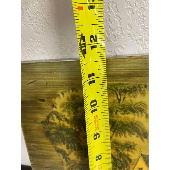 VTG Wood Picture Cottage Life Spring Currier Ives Hanging Wall Art Screen Print - Picture 4 of 5